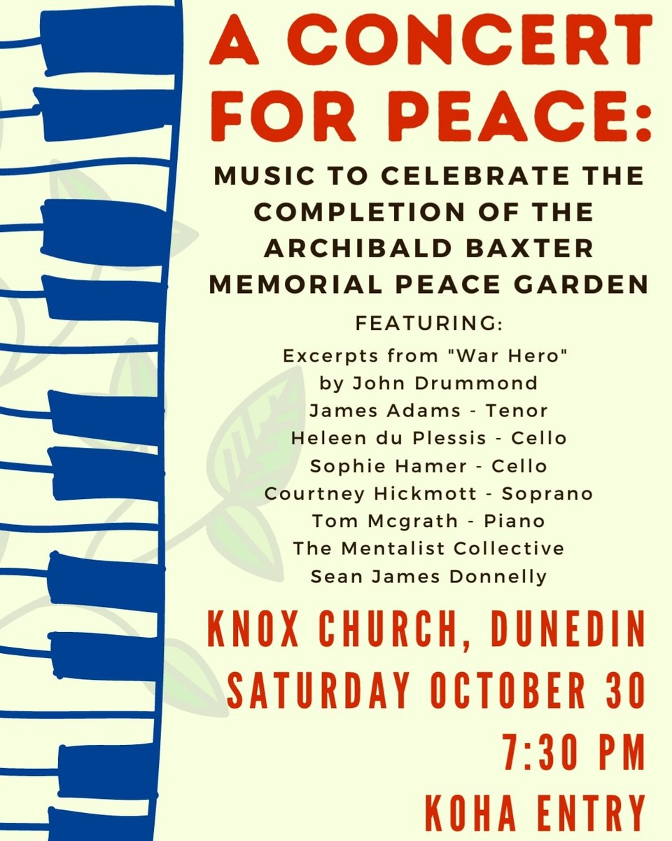 We have been kindly invited to perform as a part of this awesome event, filled with a huge range of music styles. Come along on Saturday 30th October to Knox Church to see it. Koha entry only, with all proceeds going towards the Trust.