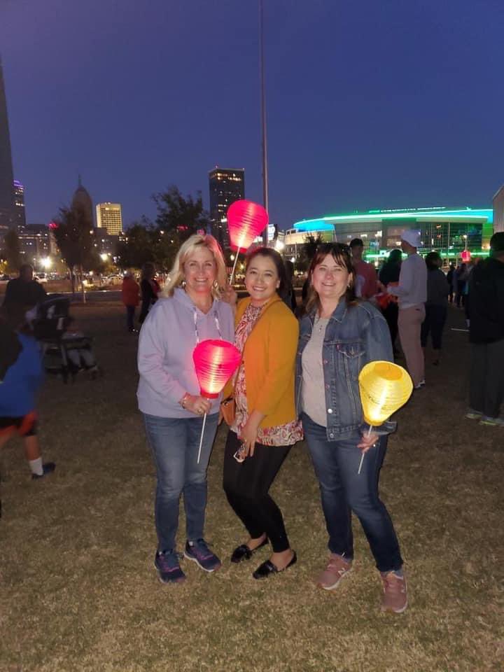 OKCityALA's tweet photo. It was a beautiful evening to Light the Night.  Board members  Kara Nelson Mitchell, Robin Emerson Merrill and Diana Barajas attended the Leukemia and Lymphoma Society’s Light the Night Friday night. Thank you to all that donated on behalf of our chapter. https://t.co/zHqZ0Yt0Kc