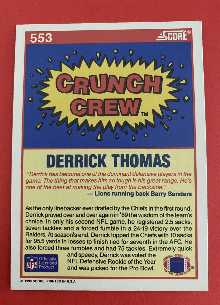 chiefscardspain's tweet photo. Derrick Thomas - Score 1990 Crunch Crew 
@Chiefs @Chiefs_Esp @chiefscardspain @Vation97 @asocards @NFL https://t.co/FBUzlDBBDk