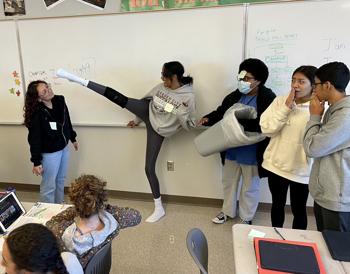 We had such a great time making character tableaux about Things Fall ApartThanks to sophomores for being such great sports!