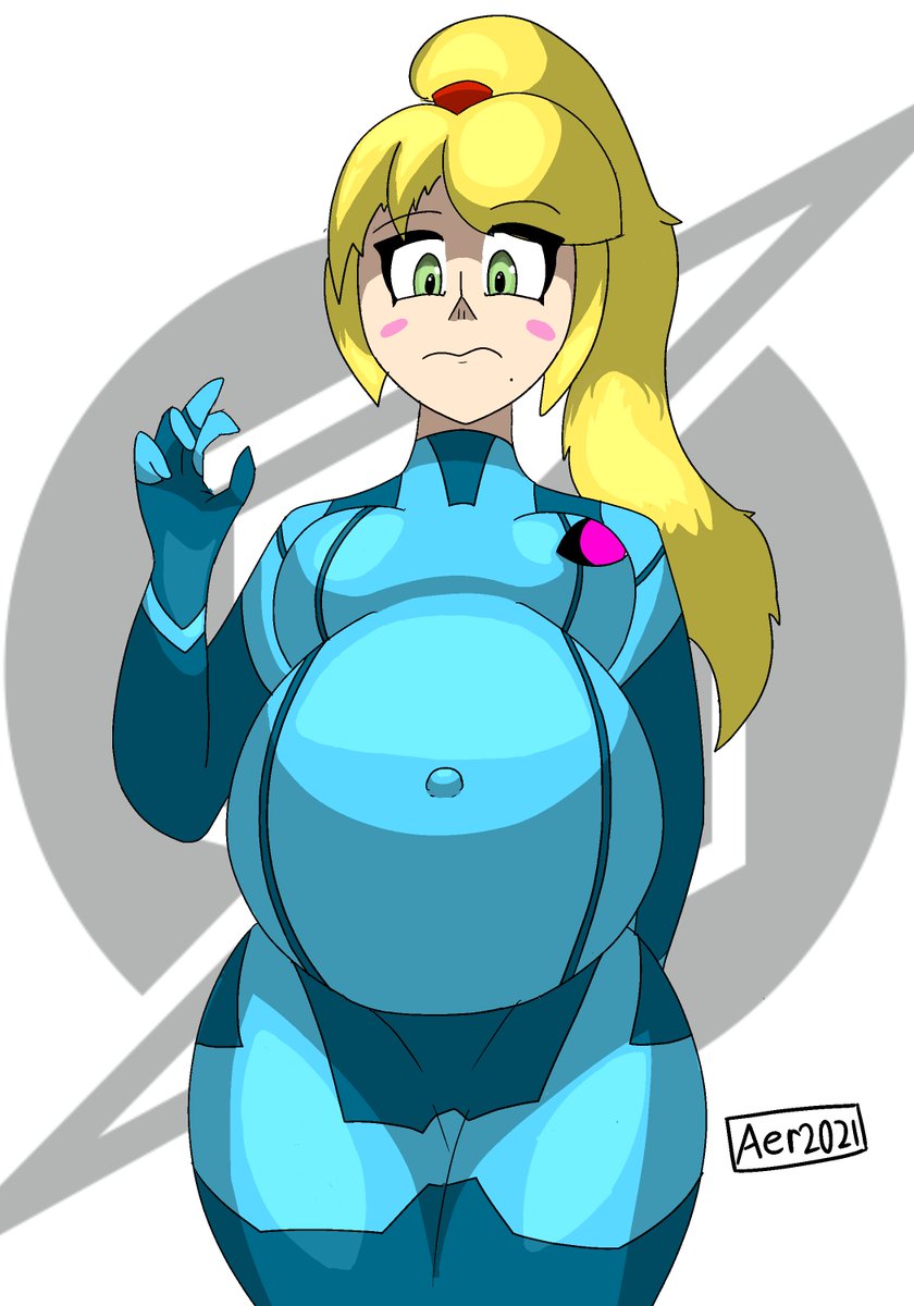 Aerilate on X: From the combined poll on Twitter and DA, comes a very  pregnant(?) Samus Aran! Weird how she always comes back from missions with  an expanded waistline... Oh well, at