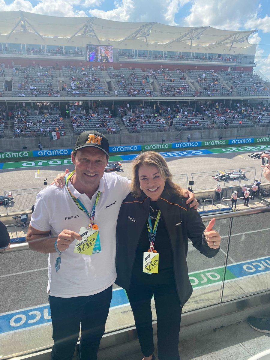 douglasmerritt's tweet image. What a view w/ @teresacarlson! Hard to beat a front row seat at the #USGP to cheer on our favorite Formula 1 team @McLarenF1! This is definitely the fastest way to #TurnDataIntoDoing
