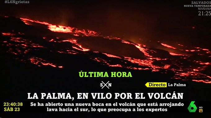 Objeto desconocido se acerca a la espectacular erupción en Canarias FCajSDsXoAEFA5Z?format=jpg&name=small