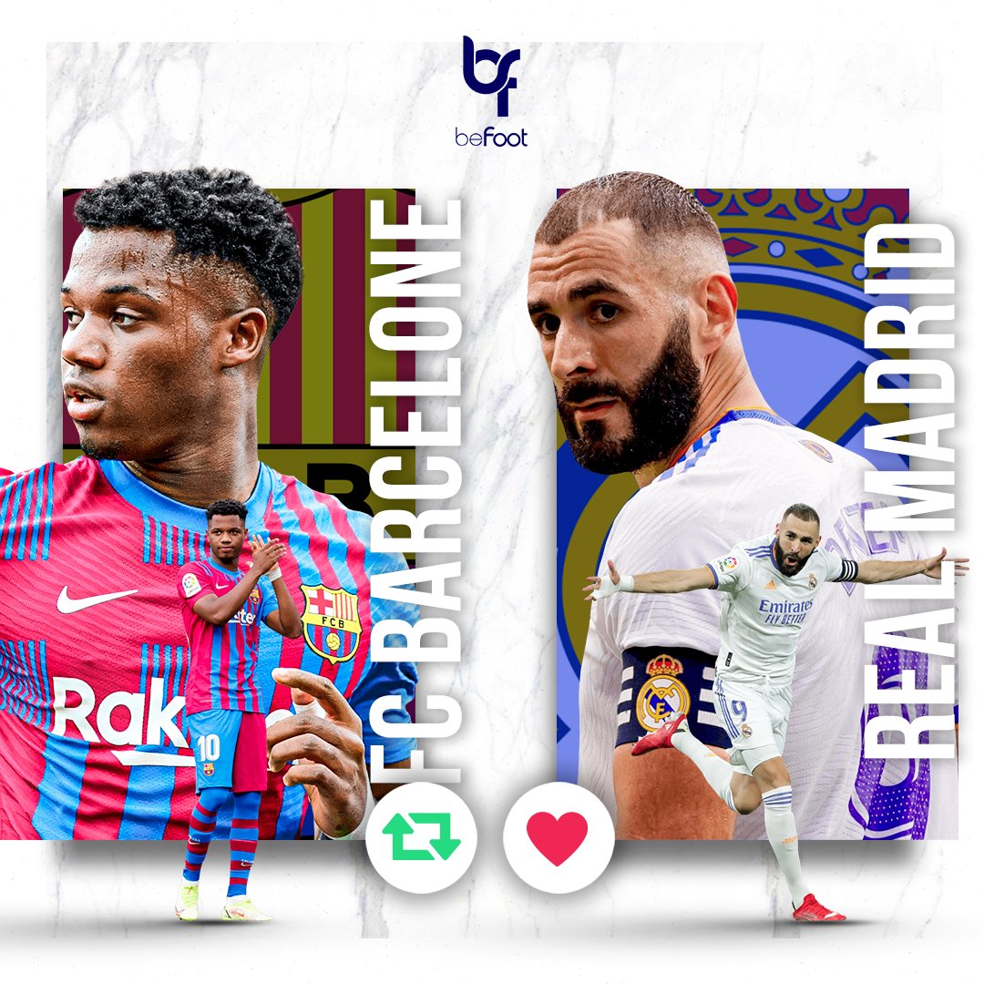 _BeFootball's tweet photo. Quelle équipe allez-vous supporter pour le Clasico ? 🤔 #BarcaReal - #ElClasico 

🔄 FC Barcelone

❤️ Real Madrid https://t.co/YlquRCjVll