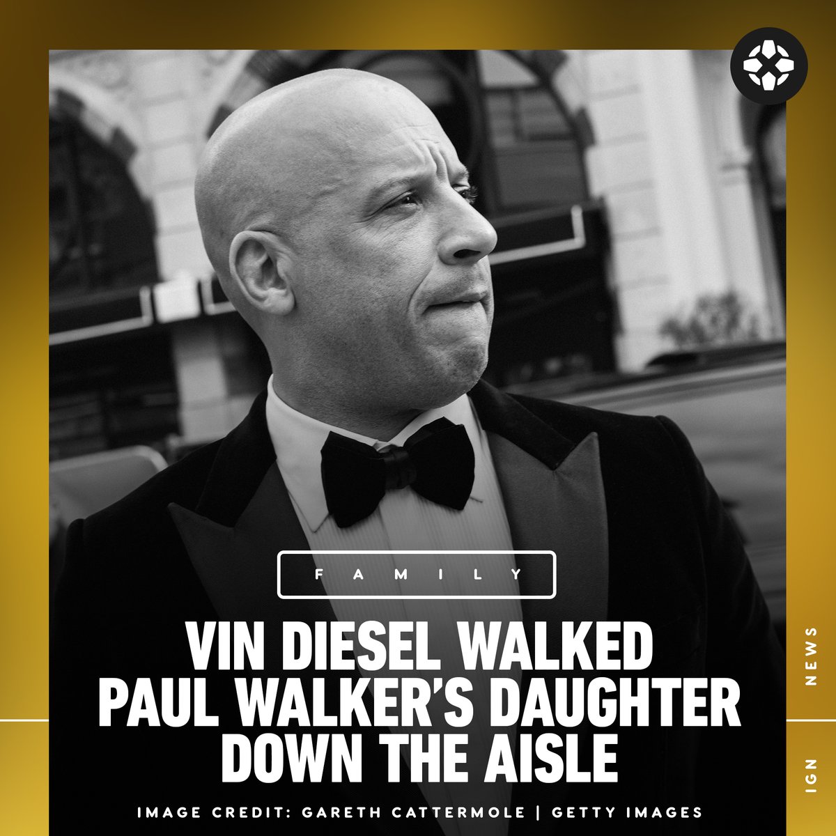 IGN's tweet photo. Meadow Walker, model &amp; daughter of the late actor Paul Walker of the Fast &amp; Furious franchise revealed on her Instagram that her father's co-star Vin Diesel walked her down the aisle during her wedding to Louis Thornton-Allan earlier this month. Family. ♥👰🤵 https://t.co/vOObkOntwO