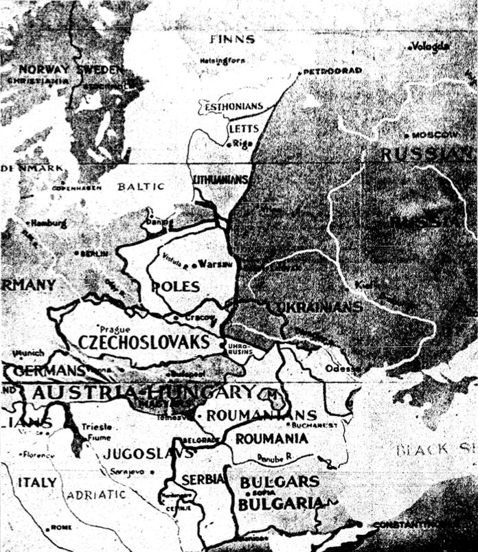 rusyn_today's tweet photo. October 23, 1918: The Mid-European Union meets in Philadelphia's Independence Hall. The Uhro-Rusyn delegation was headed by G. Zhatkovych. A declaration was signed, emphasizing self-determination &amp; minority rights. A map proposal for post-war Central Europe also featured Rusinia. https://t.co/k4ipyXObCt