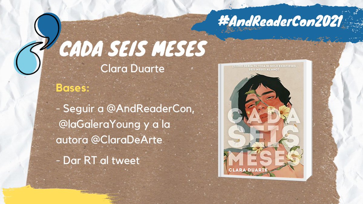 AReaderCon's tweet photo. 6º sorteo del domingo. Un ejemplar de #CadaSeisMeses de @ClaraDeArte, gracias a @laGaleraYoung. ¡Bases de participación en la foto!

Suerte👩‍❤️‍💋‍👩 https://t.co/LAcM5dYsbh
