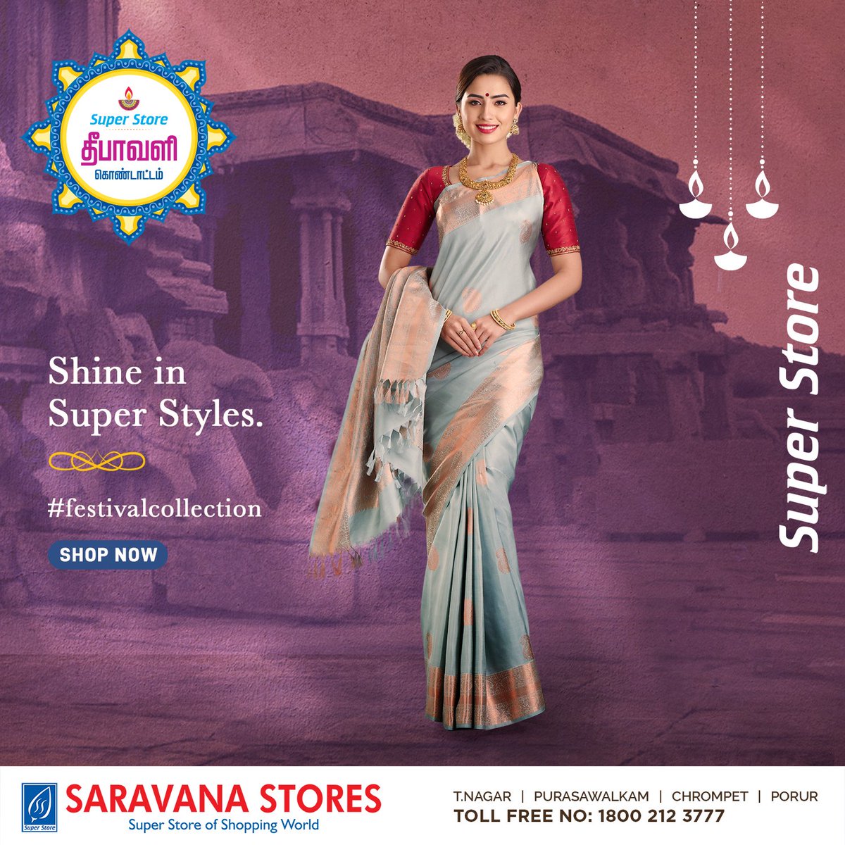 Experience the glory of festive silk saris from Super Saravana Stores;  perfect for a joyous afternoon with the family or an intimate dinner under the stars. 
.
#superstore #supersilks #silk #kidswear #diwali #diwalistyle #festivalcollection #supersaravanastores #newcollections