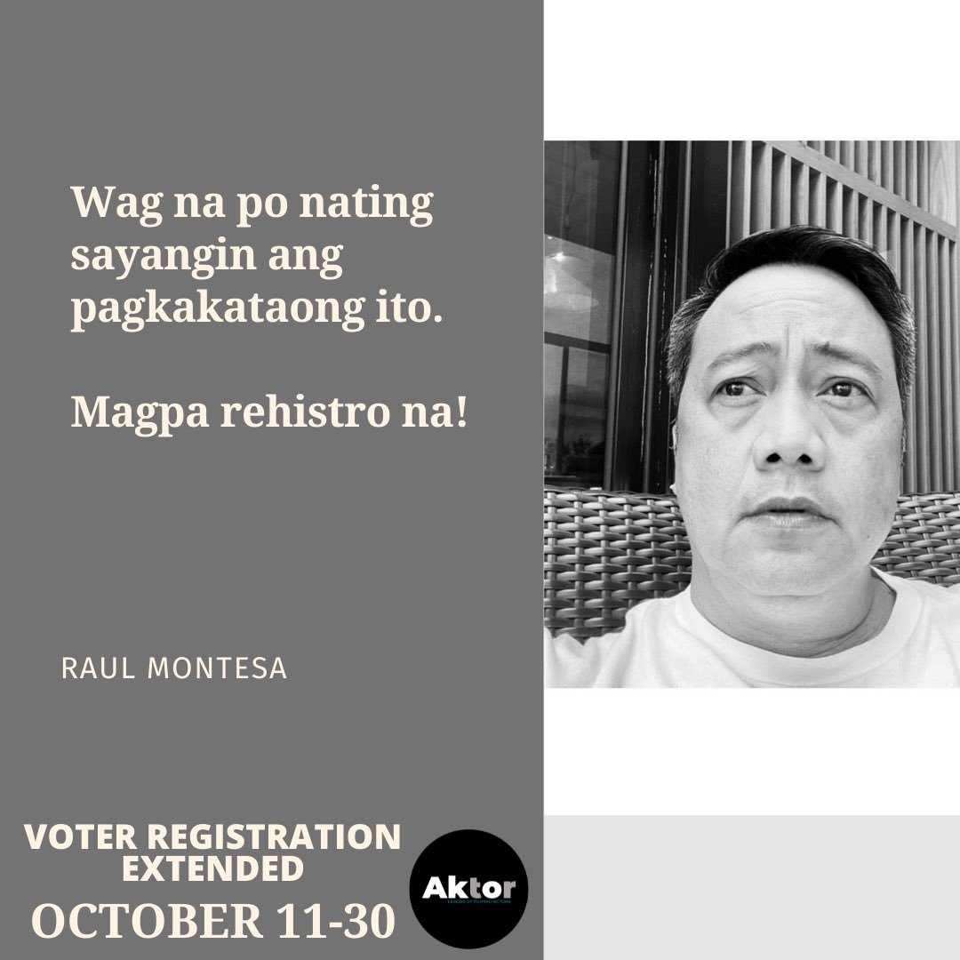 May pagkakataon kapag ikaw ay nagparehistro. Voter Registration is extended until October 30. #Halalan2022 #AktorPH