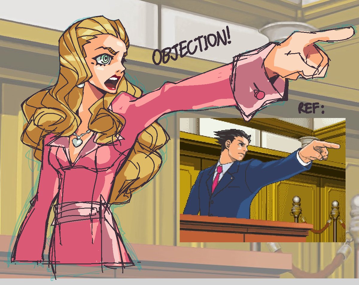 onebadnoodle_'s tweet photo. should i finish this WIP? elle wood ace attorney https://t.co/Li8PR9D3HD