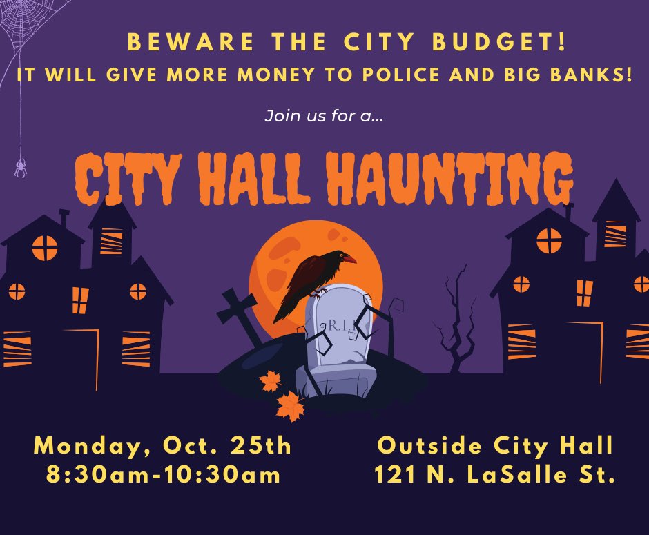 thewapb's tweet photo. City Hall Haunting 
October 25th
8:30am -10:30am
Chicago City Hall
121 N LaSalle @BLMChi https://t.co/PVLMSrJXXJ