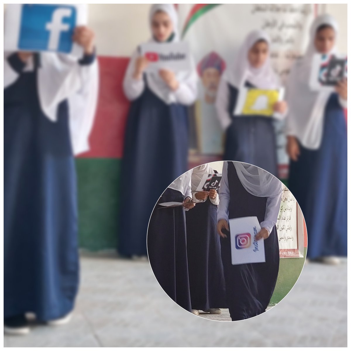 اذاعة اليوم كانت تطبيقا لما تم دراسته خلال الوحده الاولى (social media)في منهج اللغة الانجليزيه للصف العاشر قدمن طالبات الصف ملخصا شاملا عما احتوته الوحدة من اهم البرامج واستخداماتها وخُتِمت الإذاعة بنصائح عامة وتحذيرات بخطورة استخدامها بشكل متواصل.