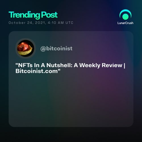 descrt's tweet photo. Trending on @LunarCrush:

"NFTs In A Nutshell: A Weekly Review | https://t.co/1xyaiXIvnU" via @bitcoinist

Top coin mentions
$eth

Top influencers
@navidnassiri

24-hour mentions 4

https://t.co/KjmeYqhEl2 #LunarShare https://t.co/9x7jfrsKDJ