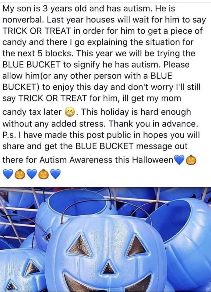 Thanks for the blue Halloween bucket gift for my classroom @tracycasselman1 #AutismAwareness #InclusiveHalloween #Halloween2021 #BluePumpkinBucket