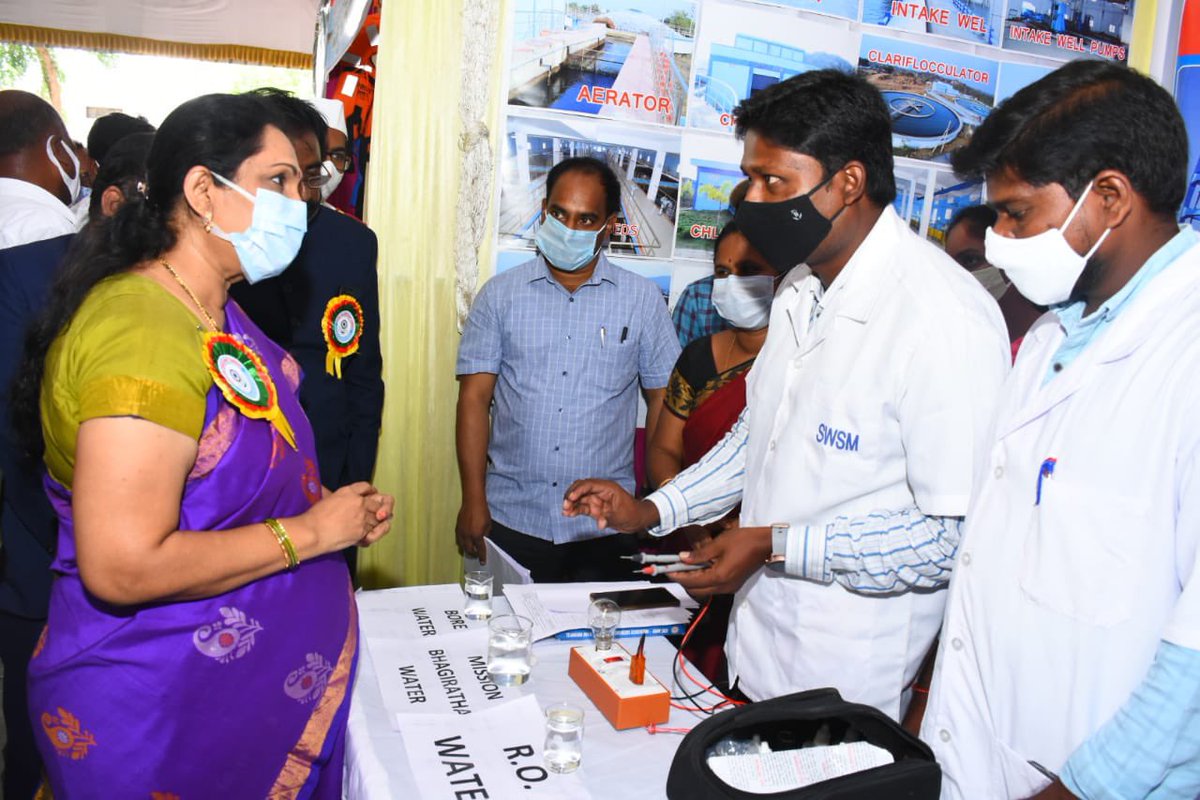mb_telangana's tweet photo. Hon Smt.M.G.Priyadarshini, District Judge, Karimnagar visited #MissionBhagiratha ’s stall setup to create awareness on MB water at Legal Services camp conducted by @Collector_RSL 

A live demo was given on how our water are safer than RO water.
@SmitaSabharwal @DayakarRao2019 https://t.co/H3ovpaBW75
