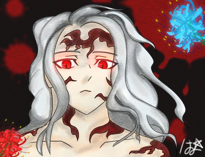 はお★さんがTwitterに投稿した鬼舞辻無惨(鬼滅の刃)のイラスト。