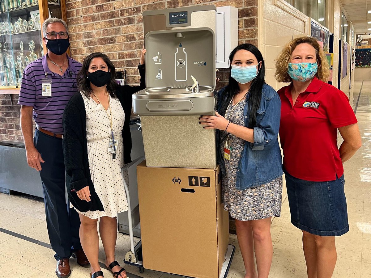 CaldwellMiddle's tweet photo. Thank you @BTNEP Barataria-Terrebonne National Estuary Program for the water bottle refill station!! We’re so glad that we can help and do our part in saving our wetlands. 💙💛 #cmsrocks https://t.co/ErkJb8EO91