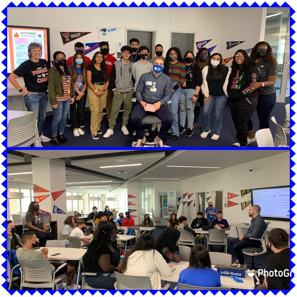 BeckyZalesnik's tweet photo. Another great “STEM Talk” for our @SheldonSTEM students with our new friend Mr. Abreu from Kelsey Seybold- Hot topics: from College/BioTech/BioChem to Medical Sales. #STEMprofessional “If you can see it-you can be it”. @KHSPanthers @mssamyka @mousermed https://t.co/Y0l1xM15tM