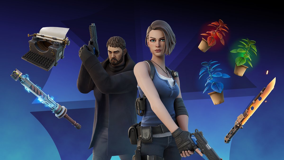 IGN's tweet photo. Jill and Chris from Resident Evil are coming to Fortnite in its newest collab. https://t.co/hIdWSsFNv1 https://t.co/x3UW36gmoa