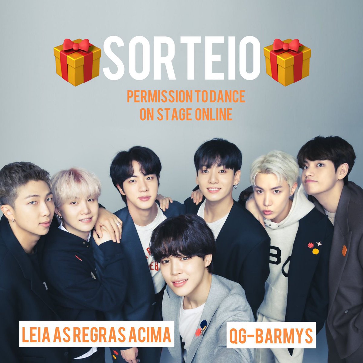 Qg_Barmys's tweet photo. 🚨SORTEIO PARA ASSISTIR O PERMISSION TO DANCE ON STAGE ON-LINE! 

▫️REGRAS:

-Seguir @Qg_Barmys e @Armys_QG 
- Dar RT nesse post 
- Marcar três amigos nos comentários 

🗓Resultado: 23/10 às 23:45 https://t.co/NAiSayO60E