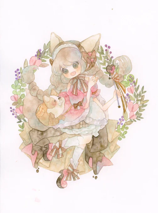 #秋の創作クラスタフォロー祭り
 #絵描きさんと繋がりたい 
久しぶりに☺️
透明水彩でけもみみの女の子を沢山描いています。ご縁がありますように✨ 