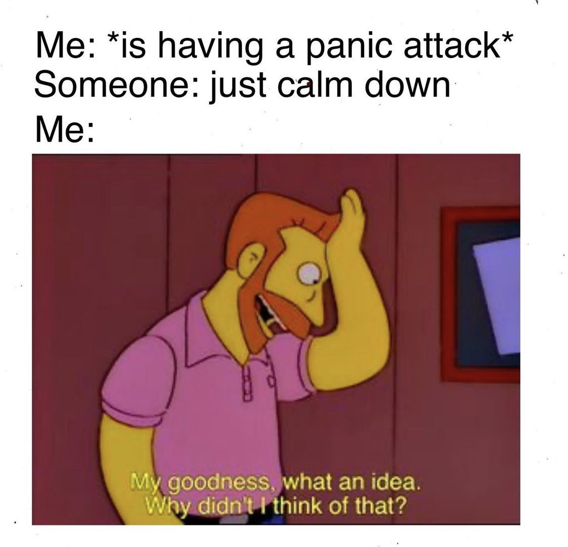 arlenew05's tweet photo. The Best Thing To Do During These Situations Is To Just Breath Friends Lol #memes #panicattack #anxiety #mentalhealthawareness #breathing #help https://t.co/XNmOy8tauP