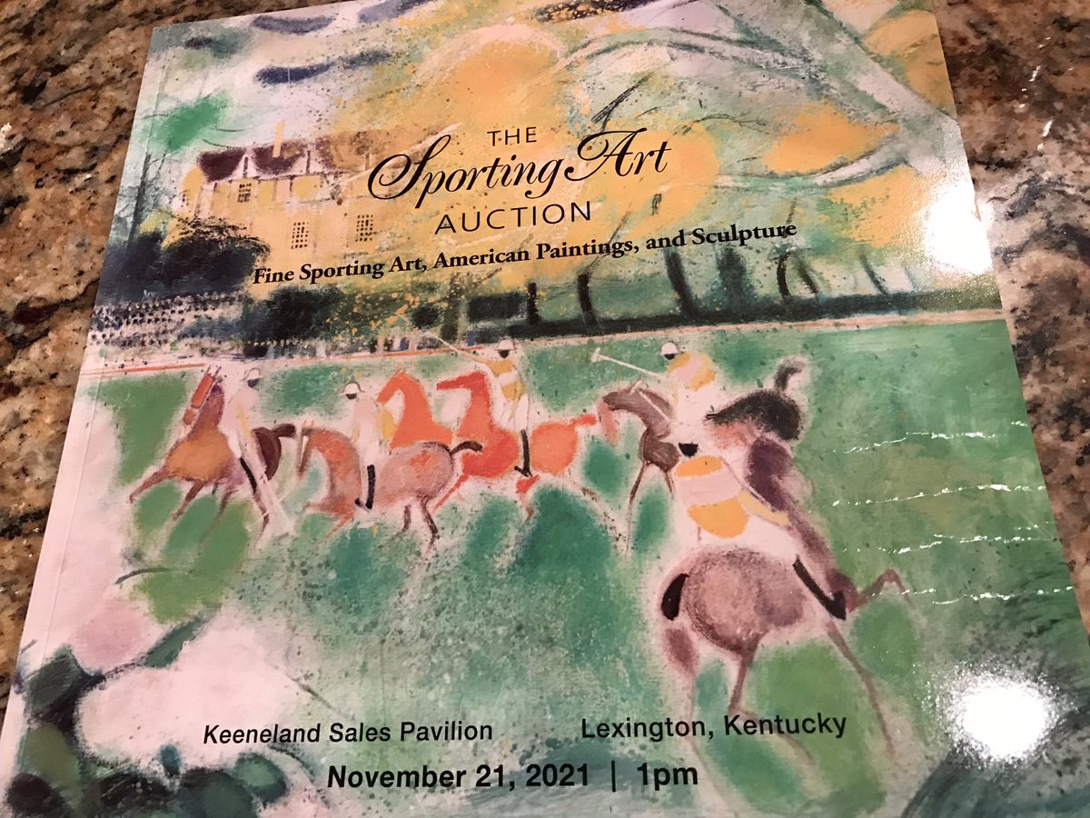 fynmere's tweet photo. Grazie @CrossGateKY for getting me The Sporting Art Auction catalog. Looking forward to seeing the works on display @keenelandsales next Sat. Inc Richard Stone Reeves ‘Three Kings, Claiborne Farm’ (Nijinsky II, Spectacular Bid, Secretariat) https://t.co/pEAWBEH2cF https://t.co/UA4GRGas05