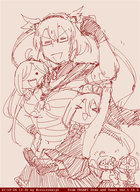 朝霜(艦これ) ,清霜(艦これ) ,武蔵(艦これ) 「#tegaki_dt 」|ノブヨシ侍＠3/9篭ファフ3巻・エーファ連載中のイラスト