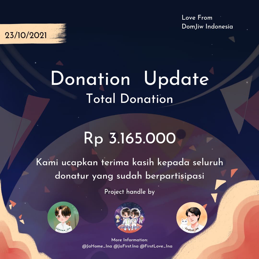 JaHome_ina's tweet photo. 75% dana dari target donasi sudah tercapai, 25% lagi untuk bisa mencapai target, yuk bisa yuukk semangat 🙌🏻 💚 bagi yang belum join dan ingin donasi lagi masih bisaa yaa, langsung klik link donasi https://t.co/PeGdJx2It0 🧡
#ด้อมจิ๋ว #DomJiw #จาเฟริสท์ #JaFirst #DomJiwINA_Project https://t.co/swoj5dA9Rz