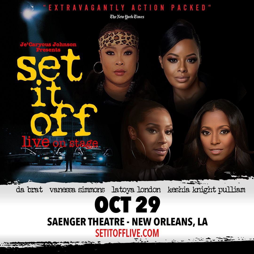 JeCaryous's tweet photo. Rehearsals for #SetItOffLive have been phenomenal. I’m so busy running around to make this production one to remember, but not too busy to pop in &amp; say thank you for supporting me all these years. This cast is tremendous! See you on the road 🎟 https://t.co/9kuAXoYGLQ https://t.co/lb9419IH8w