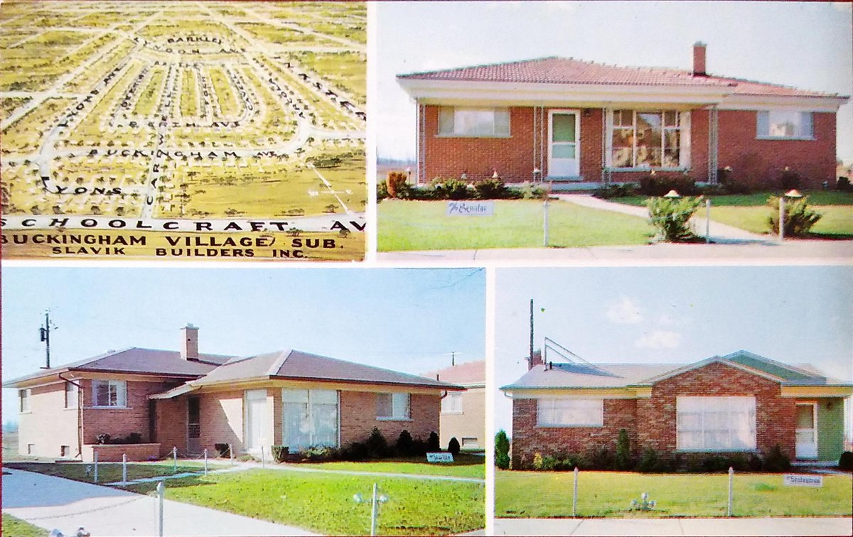 MichiganHist's tweet photo. A favorite postcard I found today is this one from the late 50s or early 60s promoting the Buckingham Village subdivision in southeastern Livonia https://t.co/eD5EmbSK7h