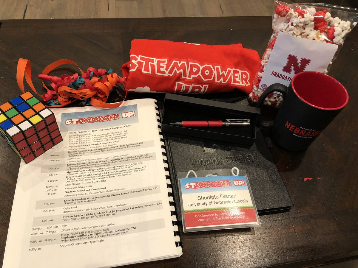 KonikaDishari's tweet photo. Yesterday I gave a keynote speech at the 12th #WoPhyS2021 Conference. Thank you @SciTalker, Rebecca Lai and @NebraskaMRSEC for inviting me and the goodies! The extra decoration is by my 6yo π₯°. #STEMPowerUp @UNLresearch @NebEngineering @u_nebraska @NebraskaEPSCoR https://t.co/4mWFvCXM0D