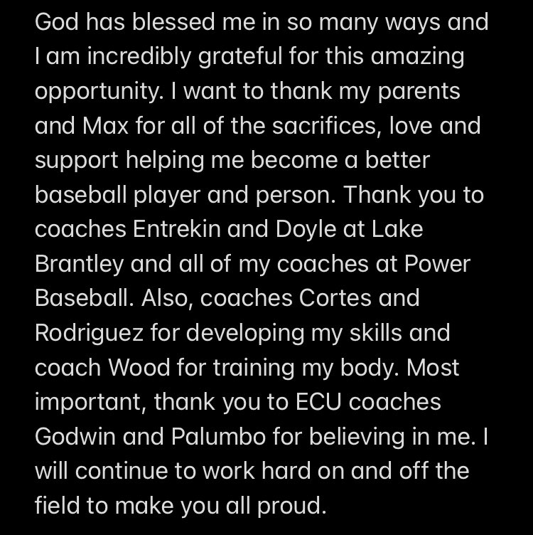 MKalinich1324's tweet photo. I am truly blessed to announce my commitment to attend East Carolina University on a baseball scholarship. God is good! @LBbaseballHC @Fasteddie463dp @ELassPowerbsb @MikeSmalley23 @Jmarlo22 @BrianDempsey11 @jcchitting77 @EddyRodriguezU @coachhunterwood @cgodwin23 @CoachPalumbo22 https://t.co/mSACgaxLdy
