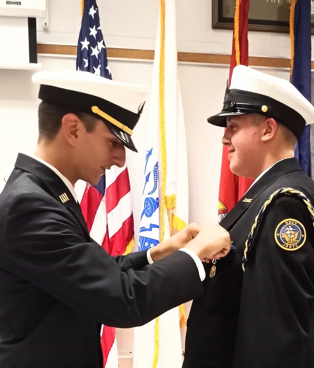 "FAREWELL &amp; FOLLOWING SEAS" to Cadet Mezziah Spina.Spina joined just 7 weeks ago.Since then he spent countless hours volunteering his time &amp; drill meets &amp; community service.Recieved special sendoff salute by peers after football game.Moving to Georgia.We will miss him. BZ