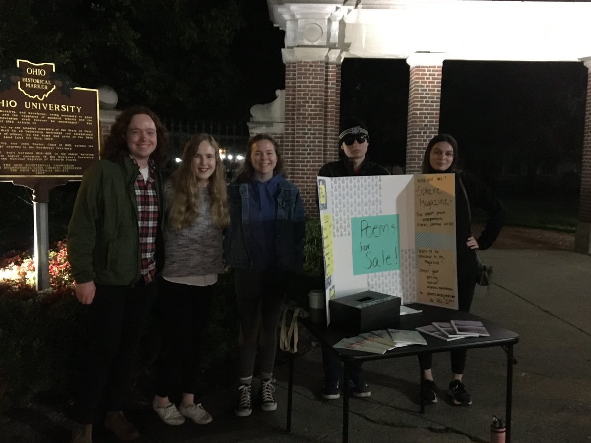 sphereou's tweet photo. hey we’re selling poetry at the alumni gate! come say hi and maybe buy a poem! https://t.co/gisuXmQLr9