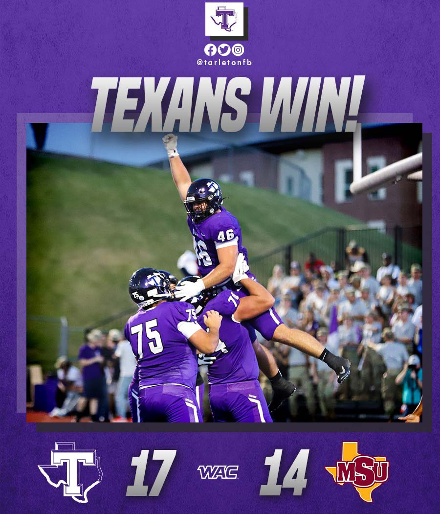 TarletonFB's tweet photo. Now that was a homecoming game! TEXANS WIN!!! https://t.co/i0oUACG5gc