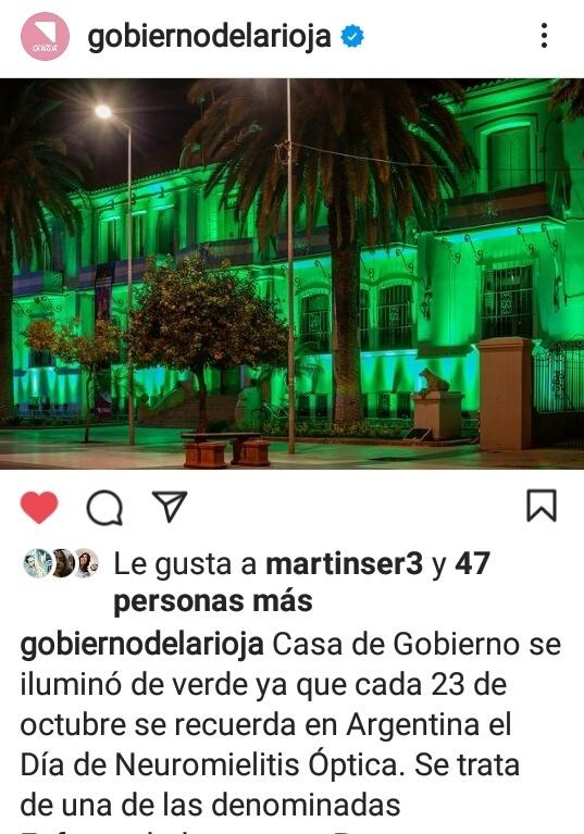 architorres's tweet photo. #Diadelaneuromielitisoptica
La Casa de @GobDeLaRioja iluminada de verde esta noche.
Este gesto nos ayudará a visibilizar y concientizar sobre esta enfermedad.
La padecen pocos en #Argentina y en #LaRioja el único paciente es mi hijo desde el 2017
#NMO #DEVIC #Discapacidad #Salud https://t.co/dKvs4gFzkt