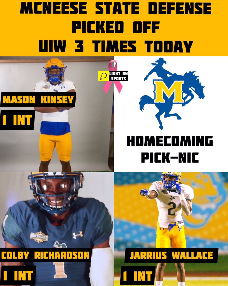 GG Alert 🚨: McNeese State Colby Richardson 1 Int, Jarrius Wallace 1 Int, & Mason Kinsey 1 Int Vs UIW! 🔥🔥 #FCSTime2Shine