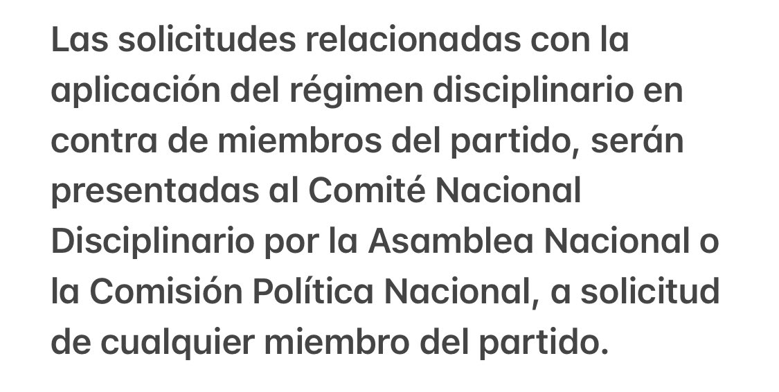 Texto del Articulo 119 de los estatutos del PDC: