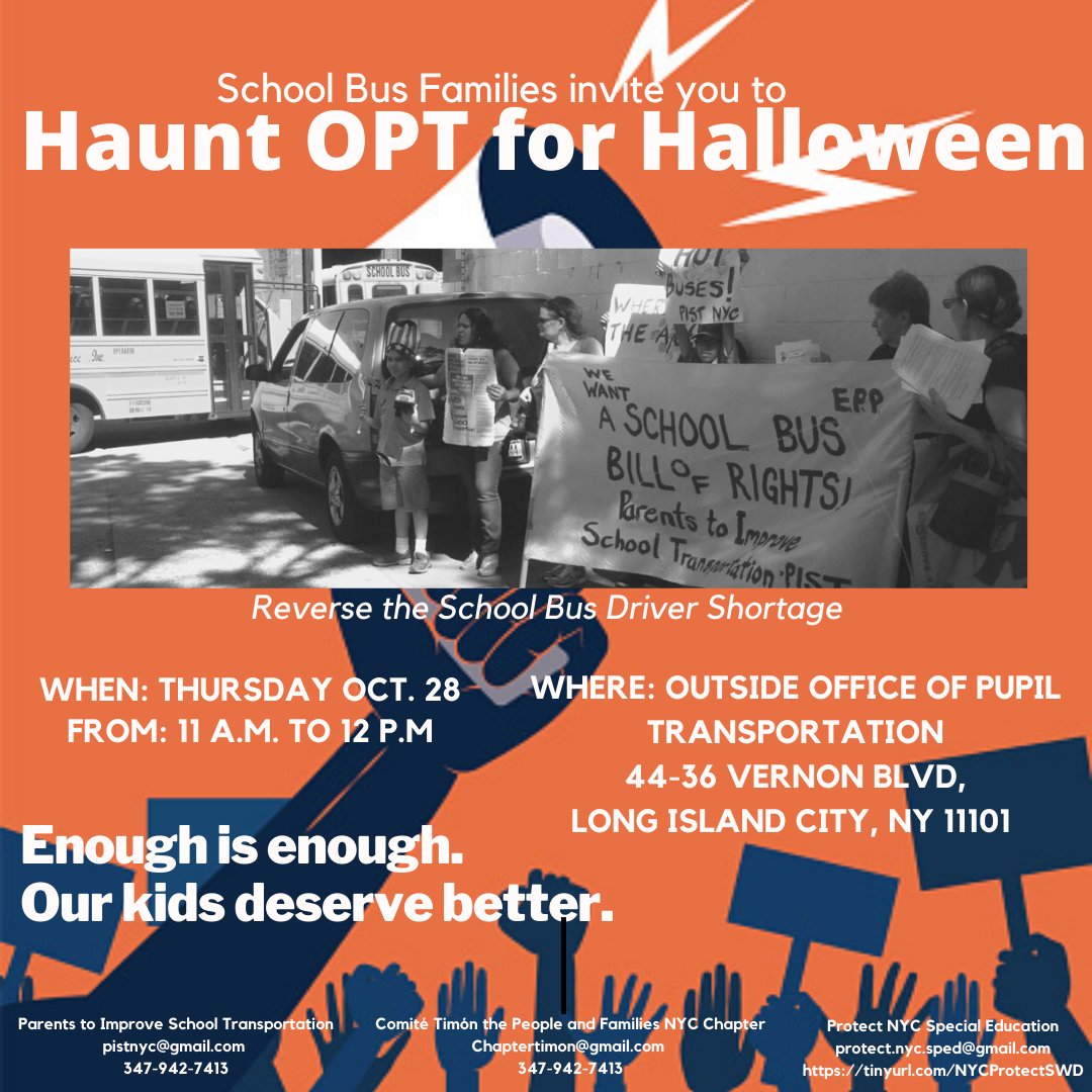 pistnyc's tweet photo. TRICK OR TREAT - Give the riders what they need
Trick or Treat - Pay the drivers what they need
#WheresMyBus #SchoolBusDriverShortage https://t.co/q1dx5WZ0R9