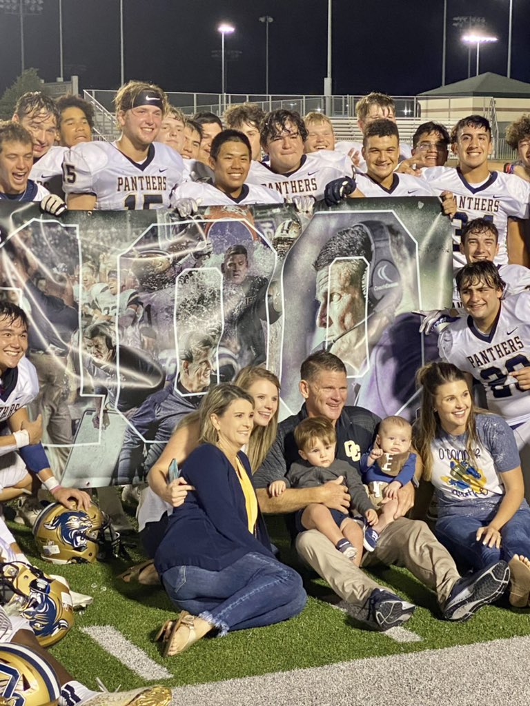 NISDOConnorHS's tweet photo. Great win tonight over the Falcons! Celebrating a Panther victory and Coach Malesky’s 100th win as a Head Football Coach! @NISD_Athletics https://t.co/vaXijpjI6x