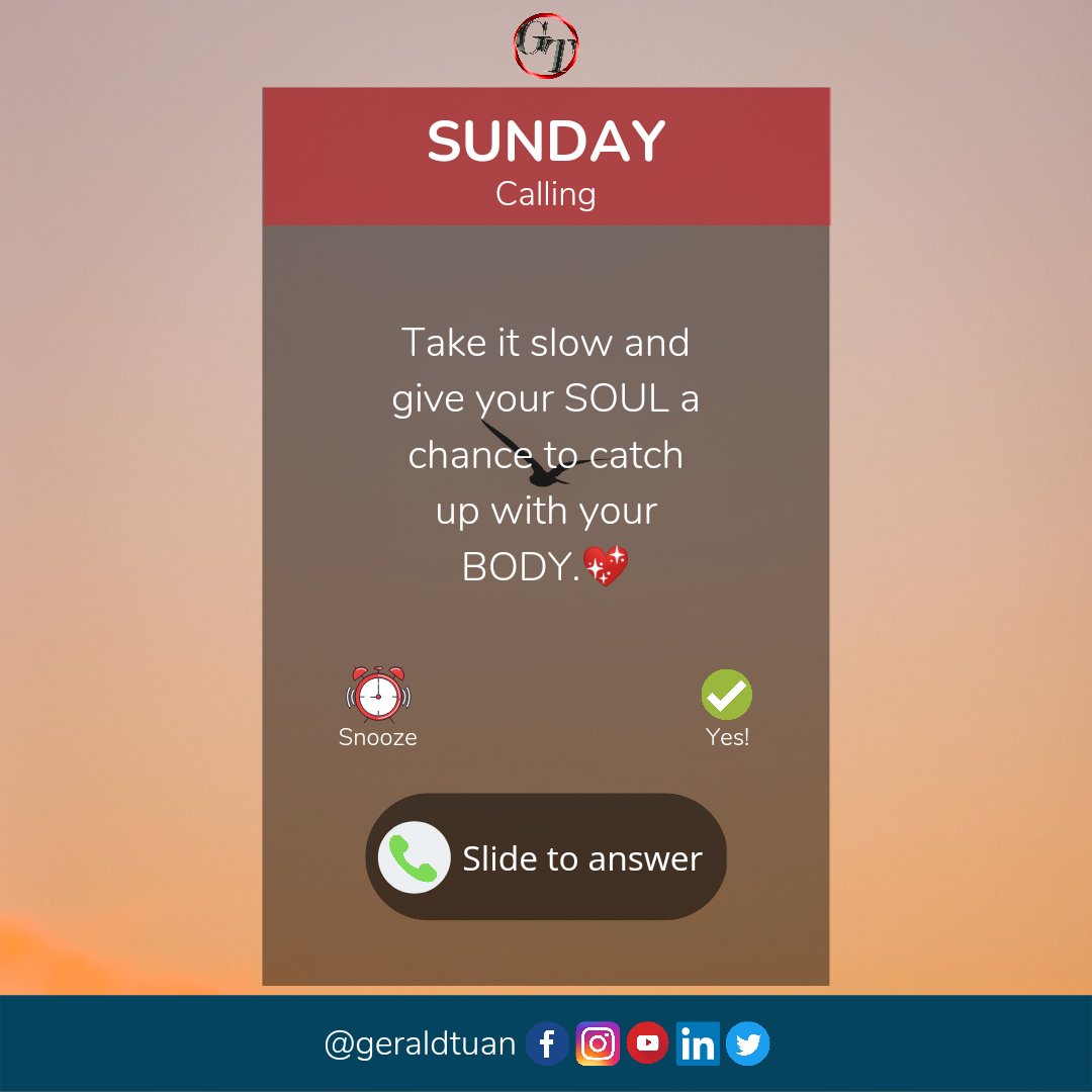 GeraldTuan2's tweet photo. We should all slow down atleast one day a week to promote well-being, balance and the simple joys in life!... Let's put the self care back into Sunday's ! ✨🍃☘️
✔️ At Tuan Marketing Service, we offer different social media management packages.
#GTsolution
#sunday
#soulday https://t.co/t3JNaQvQLH