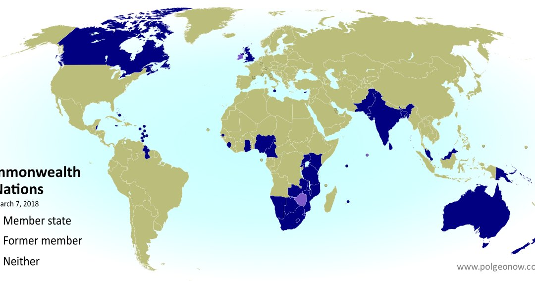 PolGeoNow's tweet photo. The #CommonwealthRealms - those independent countries that share #QueenElizabethII with the #UK - are not to be confused with the #Commonwealth itself, a club of former British colonies including many without any monarchy. https://t.co/N20sLSHlHG
#geographyteacher #geography https://t.co/leulaZDfeM