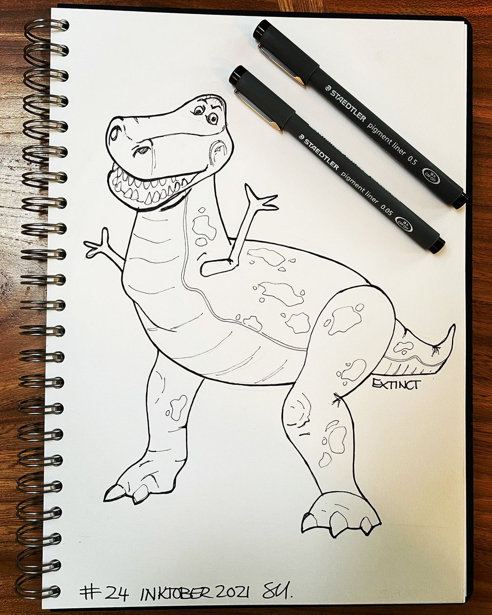 Rex for day 24 of #inktober2021 …… Extinct.