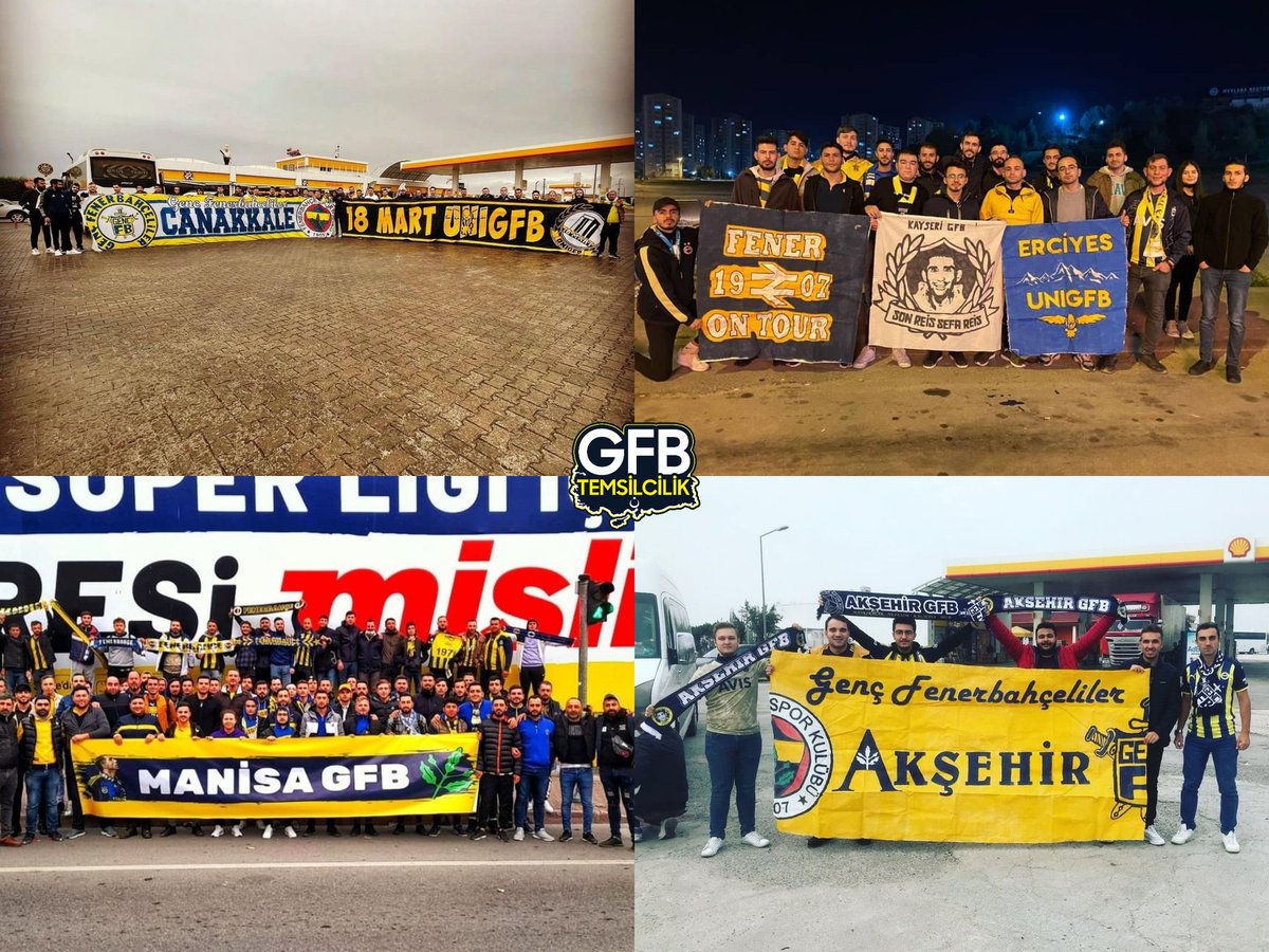 Temsilciliklerimizden Çanakkale GFB, Kayseri GFB, Manisa GFB ve Akşehir GFB Fenerbahçemizi Alanyaspor karşısında yalnız bırakmamak üzere Kadıköy yolunda!

#TemsilcilikGFB