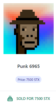 PunksOnStacks's tweet photo. Did you catch that? π
APE #StacksPunk 6965 SOLD for 7500 STX π₯³
Current Ape Floor at 7000 STX
The ONLY ONE left under 10000 STX! ππ»π₯
More monkey business at https://t.co/otith9Czab
Happy Sunday Everyone!
PS 12K Alien, we don't forget about you ππ» https://t.co/0fO8HDIsgA