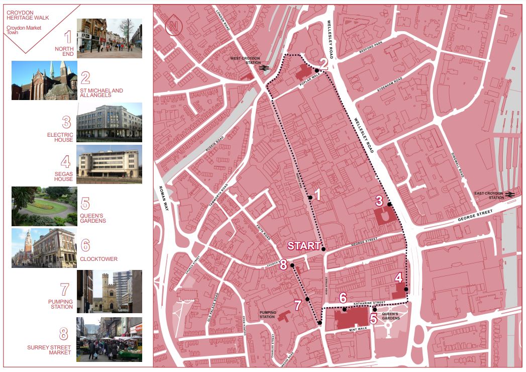 ianvisits's tweet photo. Croydon council has a series of new heritage walks, with pdf maps "designed to be printed and folded at home", so they have a map that's a huge solid block of colour that'll look awful if printed at home.

https://t.co/fnAbivGn0I

Print at home = minimal colour blocks please. https://t.co/IgbJrrQ6B5