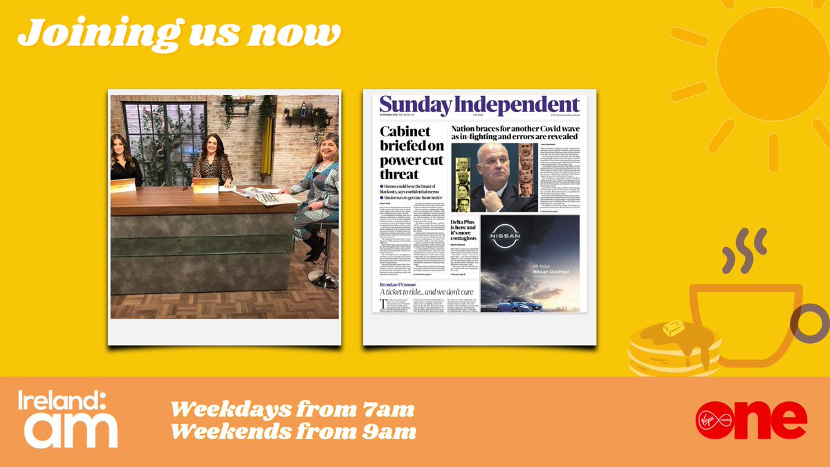 SUNDAY PAPERS

The Cabinet has been briefed on a potential power cut threat &amp; as new details emerge Alec Baldwin says he is fully co-operating with police after fatal shooting on film set.
<a href="/PaulaMcLoughlin/">Paula McLoughlin</a> joins us with those stories &amp; more after the break.

#IrlAM