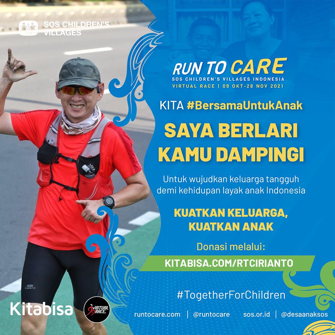 Ayo kita ikut dukung untuk <a href="/runtocare/">RunToCare</a> 2021 #bersamauntukanak dengan cara berdonasi klik :

kitabisa.com/campaign/rtcir…

Terima kasih atas dukungan semuanya