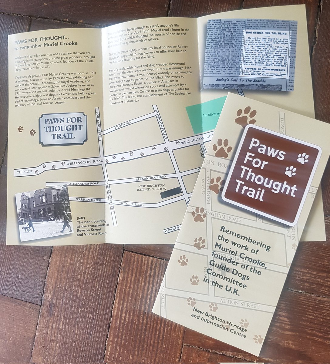 Launched today at Marine Park (opposite Morrisons) the Paws For Thought Trail - remembering the work of Muriel Crooke and the Guidedogs for the Blind Committee. Free leaflets from Marine Park Pavilion.